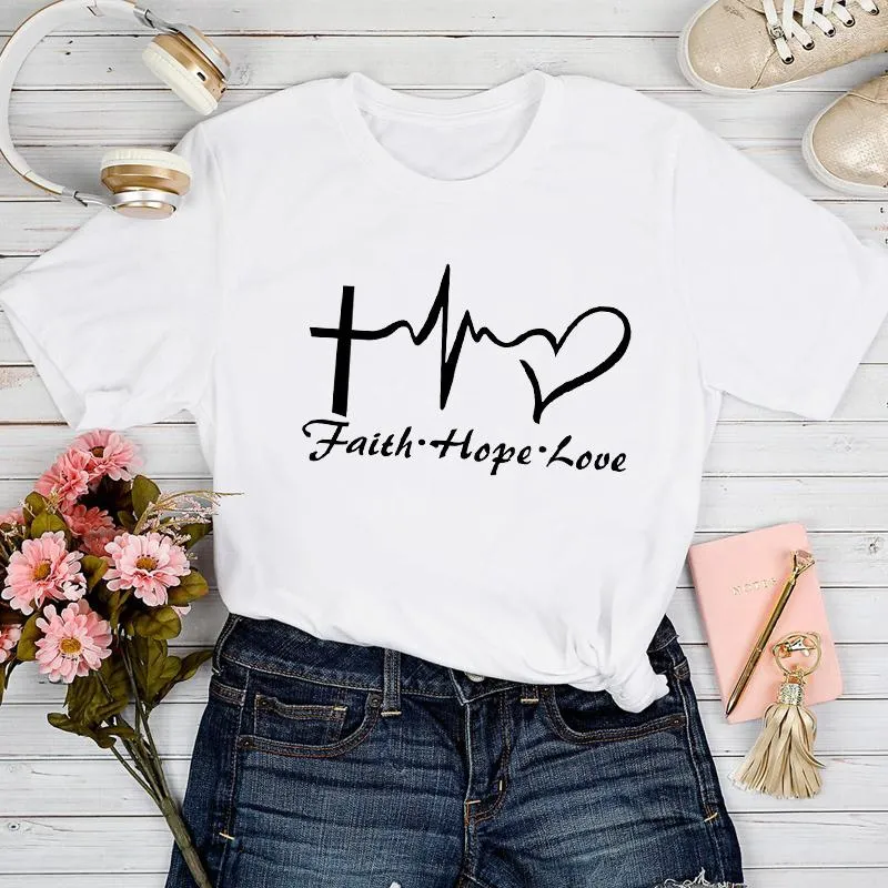 T-shirts Femmes T-shirts Été Printemps 90s Tshirt Top Lady Graphique Femme Imprimer Vêtements Tee T-shirt Femmes Heartbeat Love Géométrique Dames