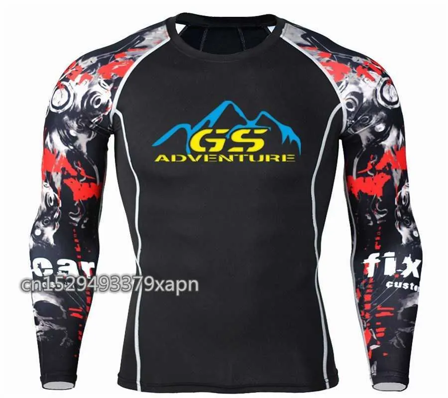 T-shirts voor heren avontuur GS 3D Gedrukt T Shirts Men Compressie Shirt 2022 Kostuum Lange Mouw Tops Mannelijke kleding Pullover 022223H