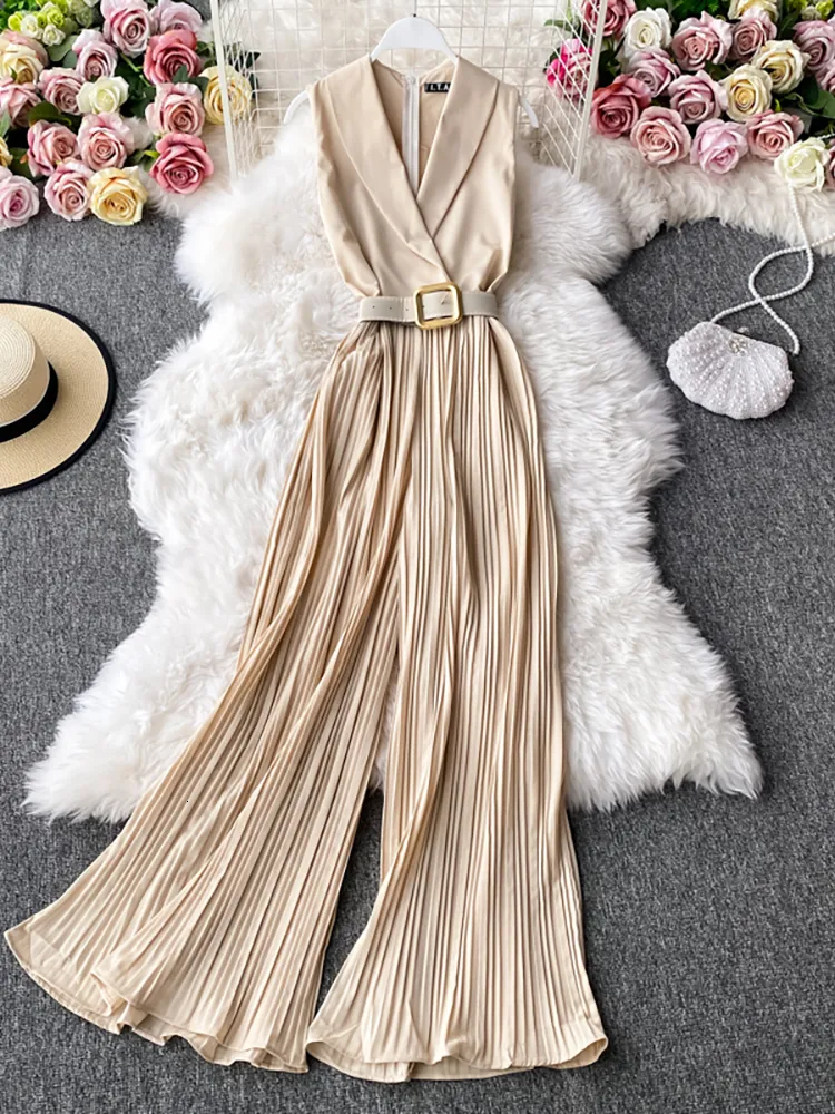 Vintage Notched Collar Draped jumpsuit women for Women