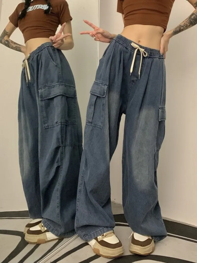 Jeans Femininos Y2k Pantalones De Mujer Cintura Elástica Rua Alto