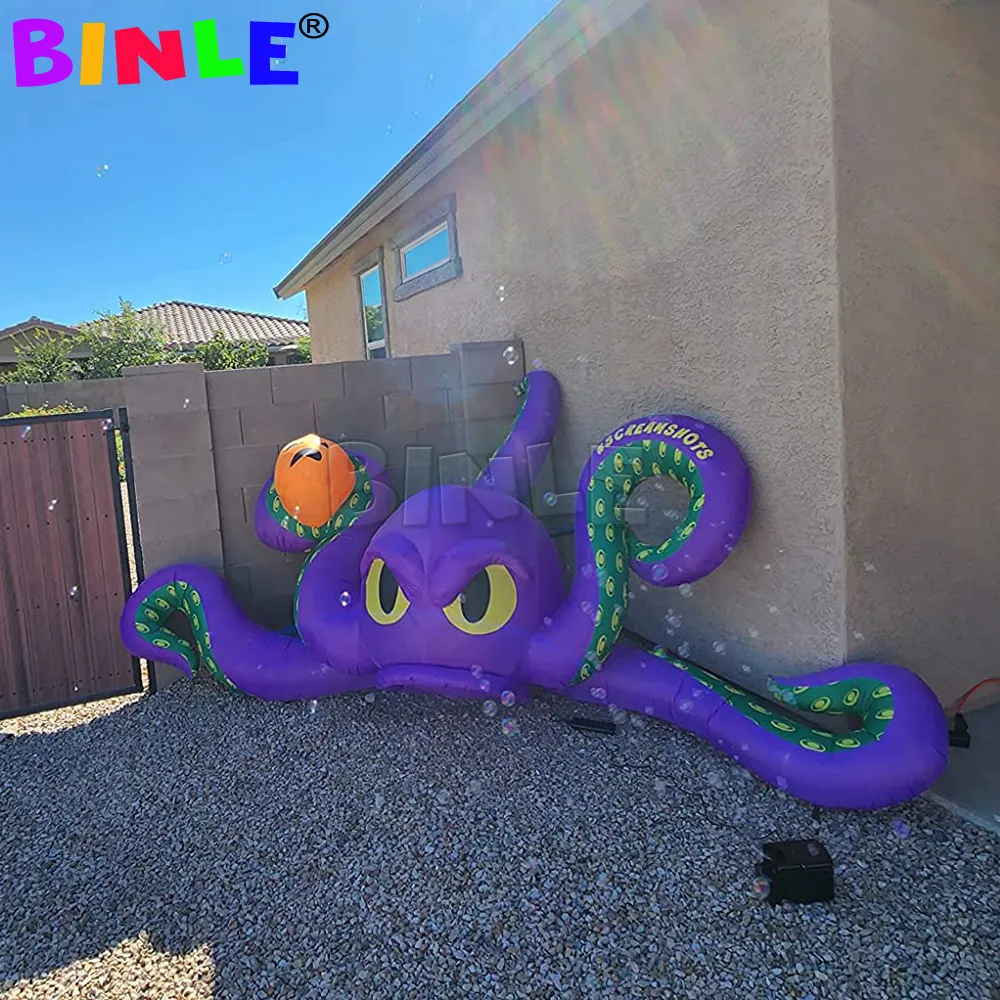 12Ft Halloween  Inflatables Octopus with Pumpkin, Blow Up Devilfish Decorations with LED Lights for Halloween Decorations Outdoor