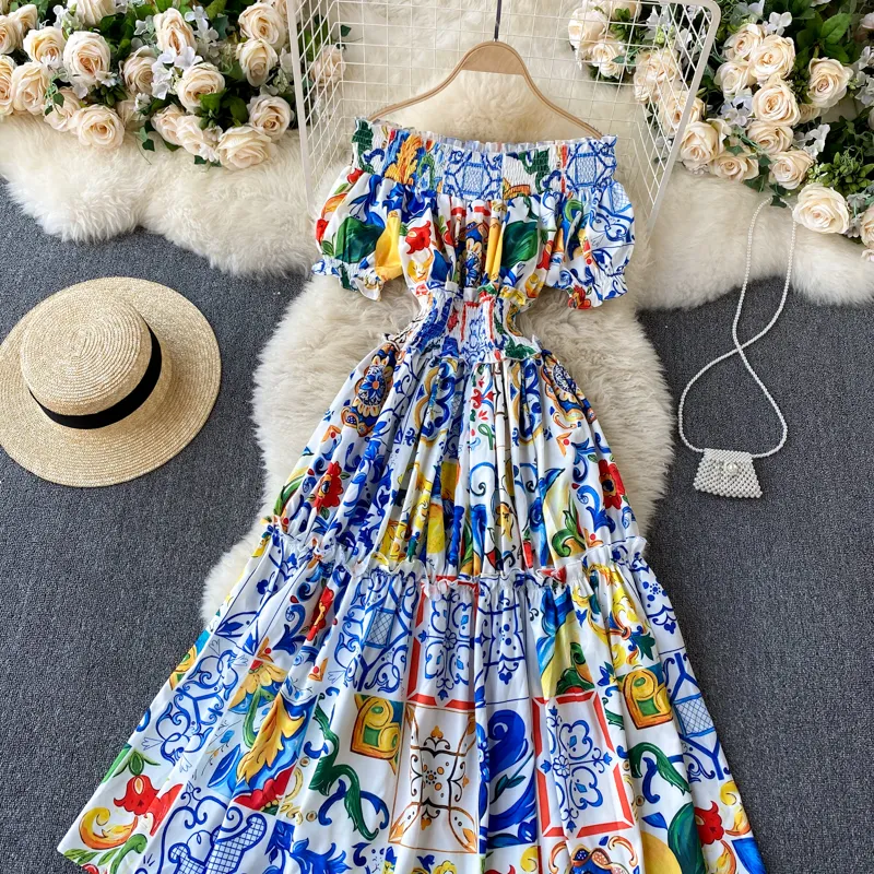 Aversa Vestiti Di Carnevale Negozi Stampa Floreale Blu Abito A