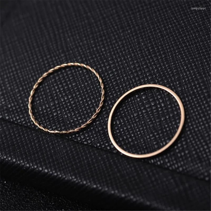 Wedding Rings Metal Plating Twist Geometry 2 Piece Set Ring Temperament Simple Joint Women Female Fine Tail Japanese And Korean