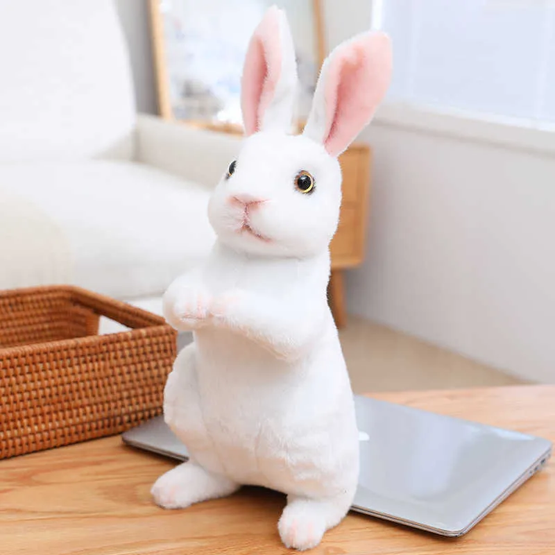 Party Decoration Easter Day Cute White Grey Standing Bunny Simulated Rabbit Doll Gifts For Kids Happy 2023 Spring Favors Y2302