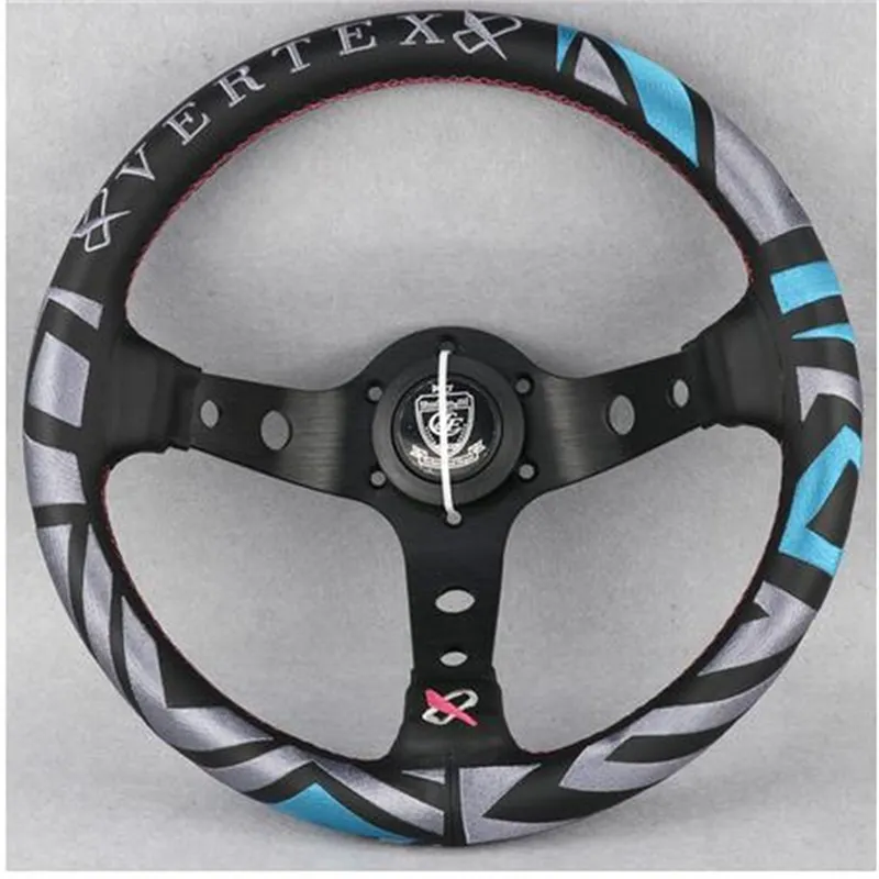 Unoversal jdm Vertex Style 13inch Genuine Leather Embroidery Drift Sport Steering Wheel