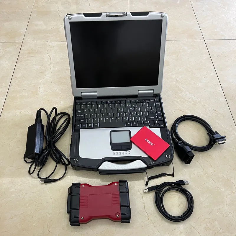 VCM II Full Chip Diagnostic Scanner Tool Ford IDS V120 SSD Laptop CF30 ToughBook Pekskärm Dator Full Set Ready to Use