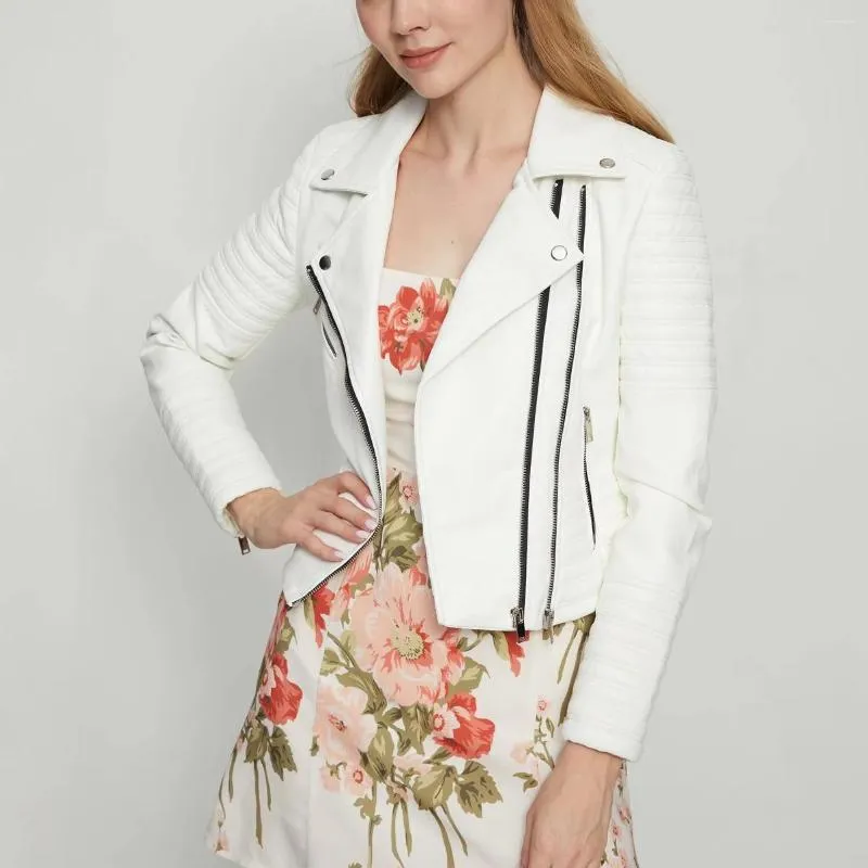 Vestes pour femmes décontracté poches zippées revers vêtements d'extérieur minces automne 2023 mode Boho veste en cuir manteaux Vintage à manches longues pour les femmes