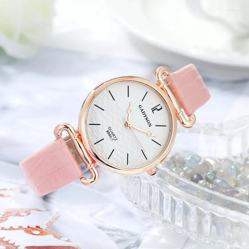 Wristwatches Simple Watch Women Fashion Sea Level Leather Belt Bracelet Watches Ladies' Quartz Clock Dress Reloj MujerWristwatches Hect2