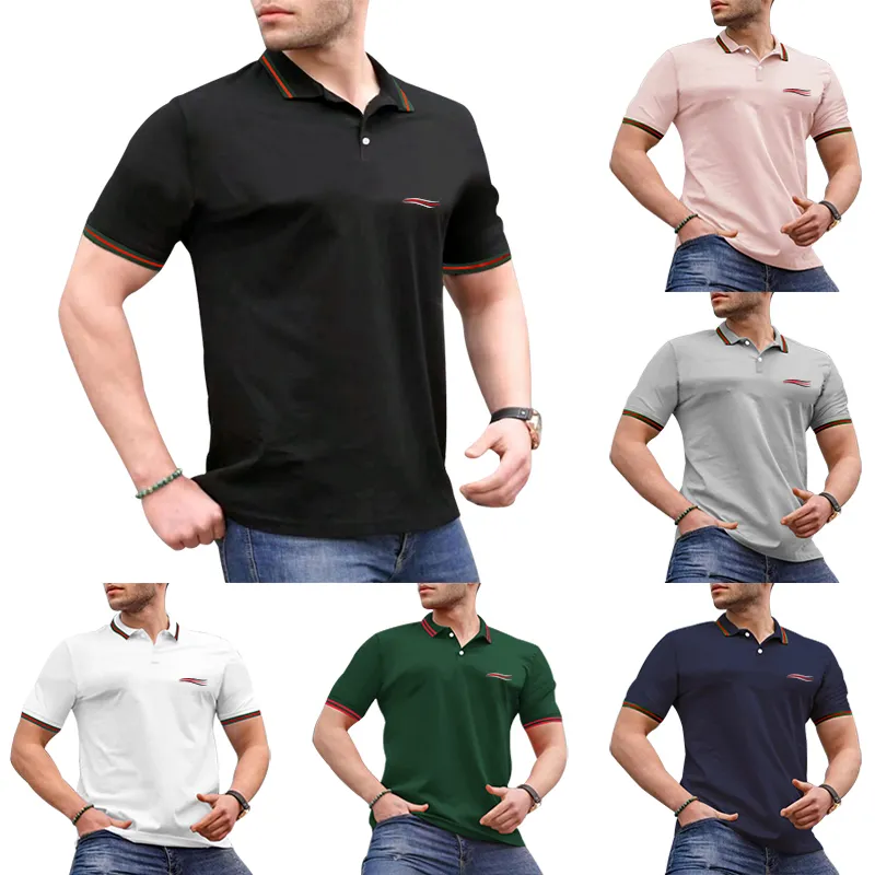 Męskie T-shirty Letnie francuskie paryskie projektantki męskie T-shirty Stojak ze stójką Kołnierzyk wiosenny trend Odzież męska z krótkimi rękawami