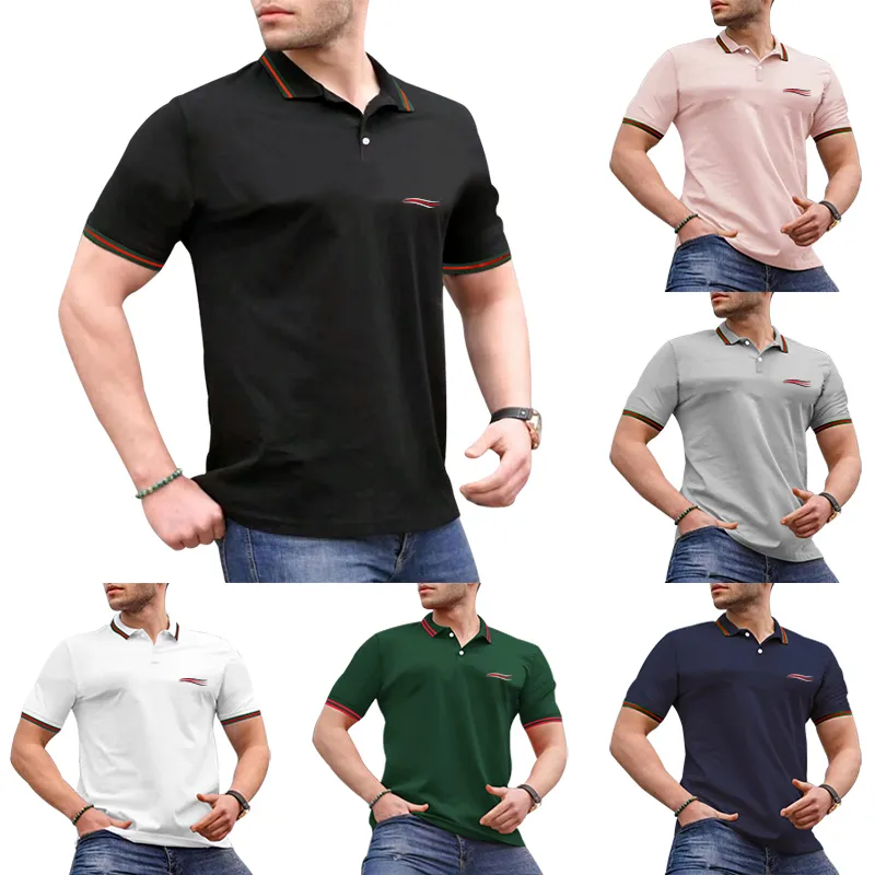 Mens camisetas verão francês paris designer mens camiseta onda gola primavera tendência de manga curta roupas masculinas