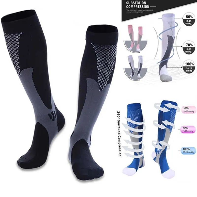 5PC Socken Strumpfwaren Kompressionssocken Crossfit Männer Frauen Socken für Krampfadern Fußball Fußball Strümpfe Kniestrümpfe für Outdoor Laufen Wandern Z0221