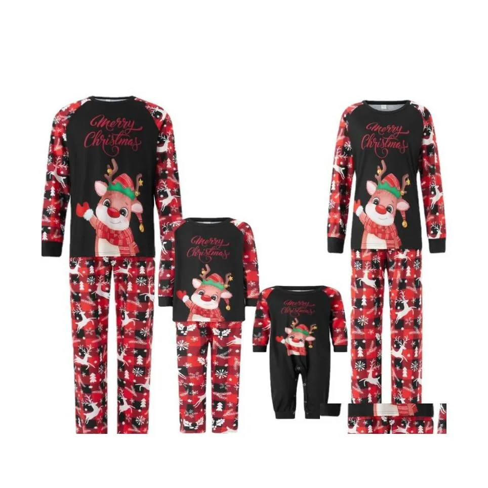 Roupas familiares pijamas de Natal PJS PJS Sleepwear Cute Holida