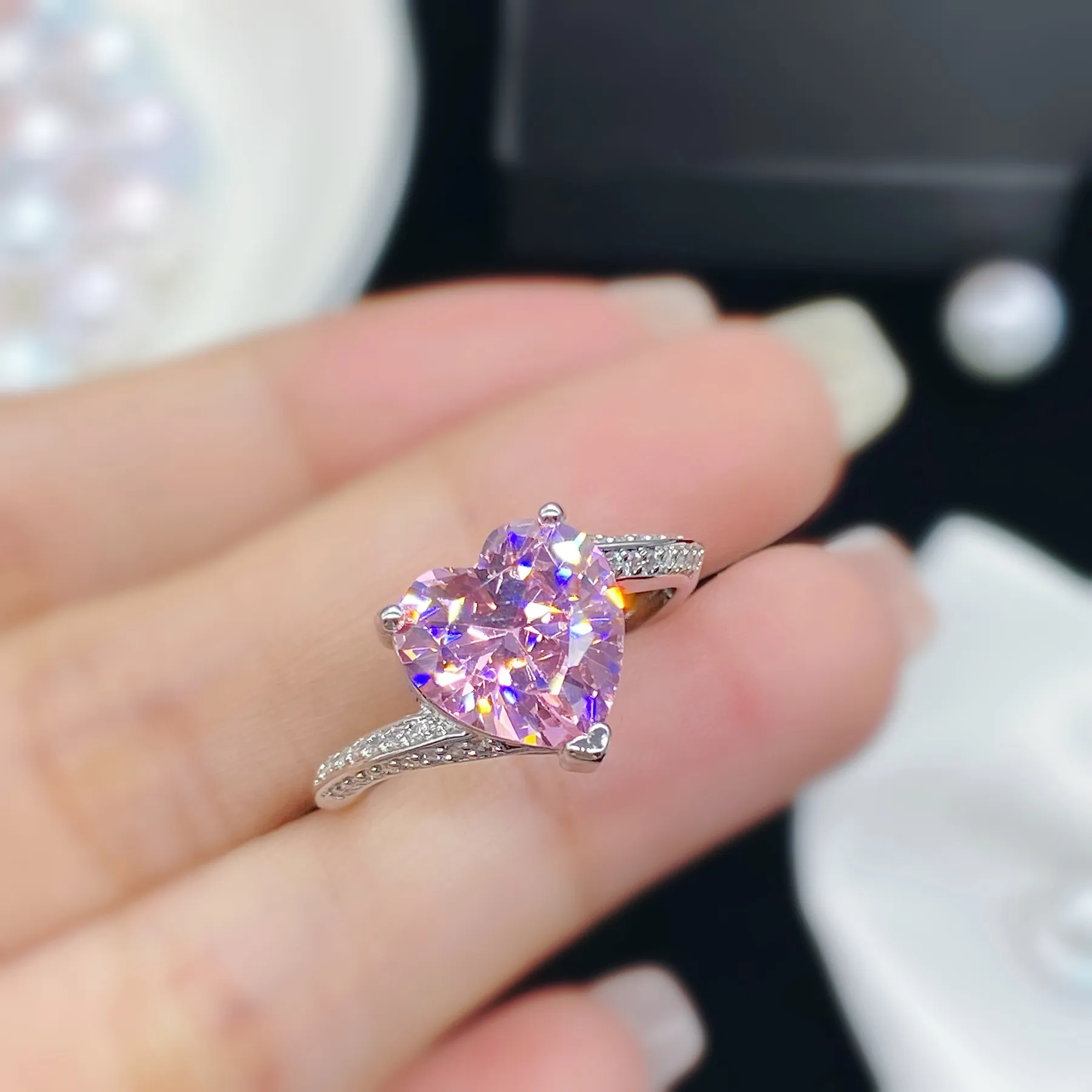 GEM'S BALLET Round Lab Pink Sapphire Four Prong Solitaire Engagement Rings  925 Sterling Silver Anniversary Promise Gift Ring - AliExpress