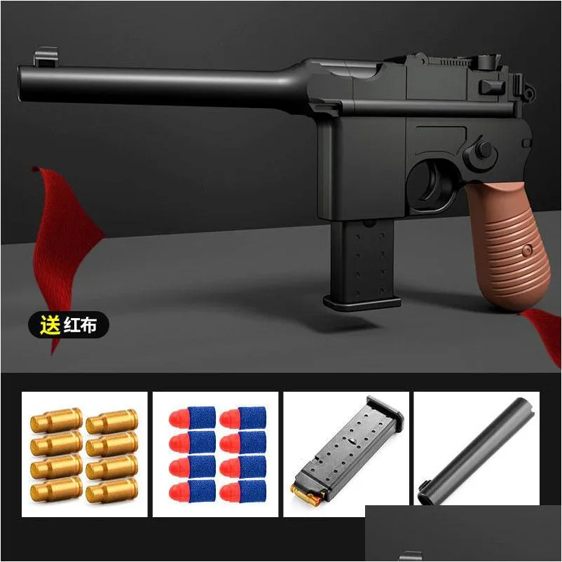 Gun Toys Mauser Pistole giocattolo Pistola Manuale Schiuma Eva Freccette Blaster Revoer Lanciatore di plastica per bambini Annunci Regali di compleanno per ragazzi Drop Delivery Dhofn