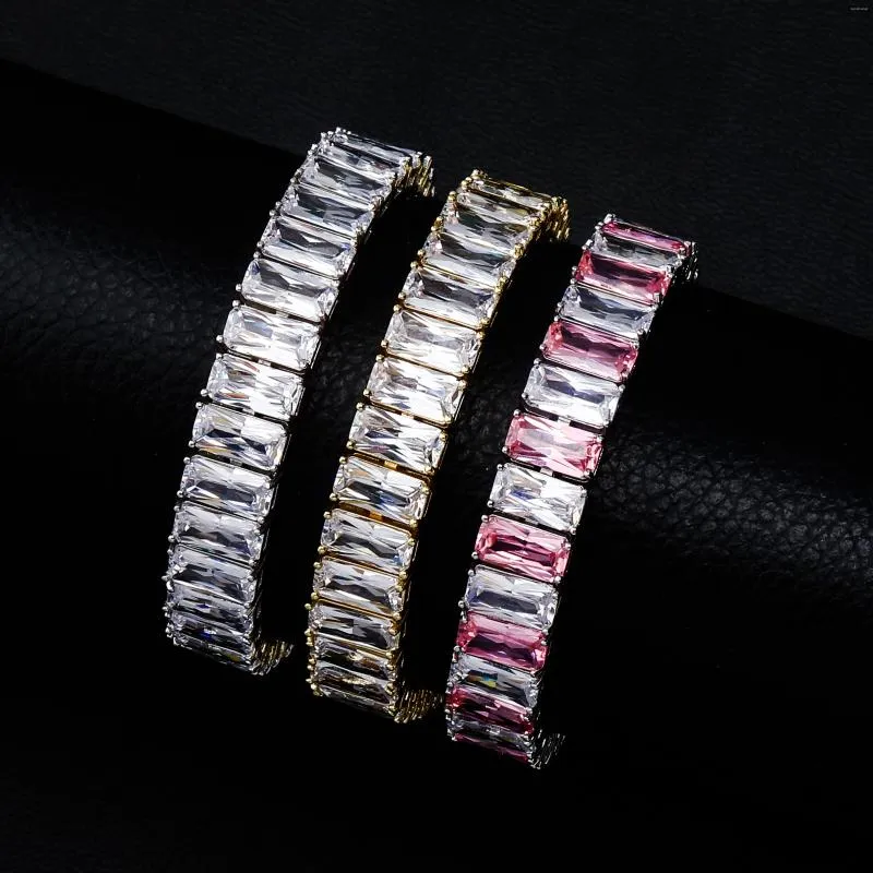 Bracelet 1Mens Hip Hop Bijoux Bracelet Haute Qualité Personnalité Glacé Rectangle CZ Hommes Et Femmes Pour Cadeau