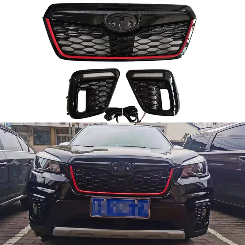 Auto Grille geschikt voor Subaru Forester 13-21 Grille Fog Lights Retrofit Grill Hoge kwaliteit Front Grille