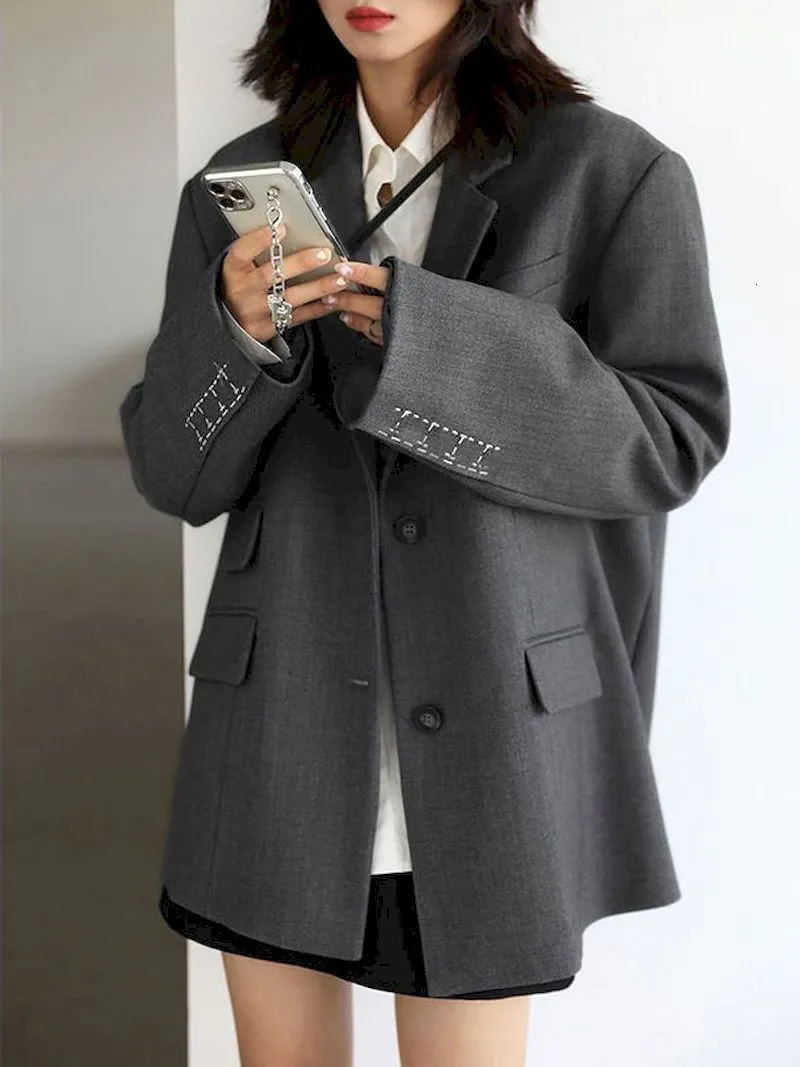 Womens Casual Oversized Blazer Black Long Sleeve Loose Fit Jacket