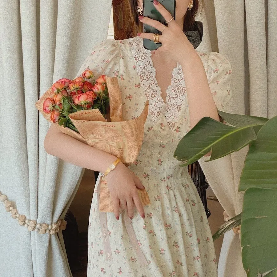 Casual Dresses Vintage Floral Dress Women Elegant... From Kong04, $22.25 |  DHgate.Com