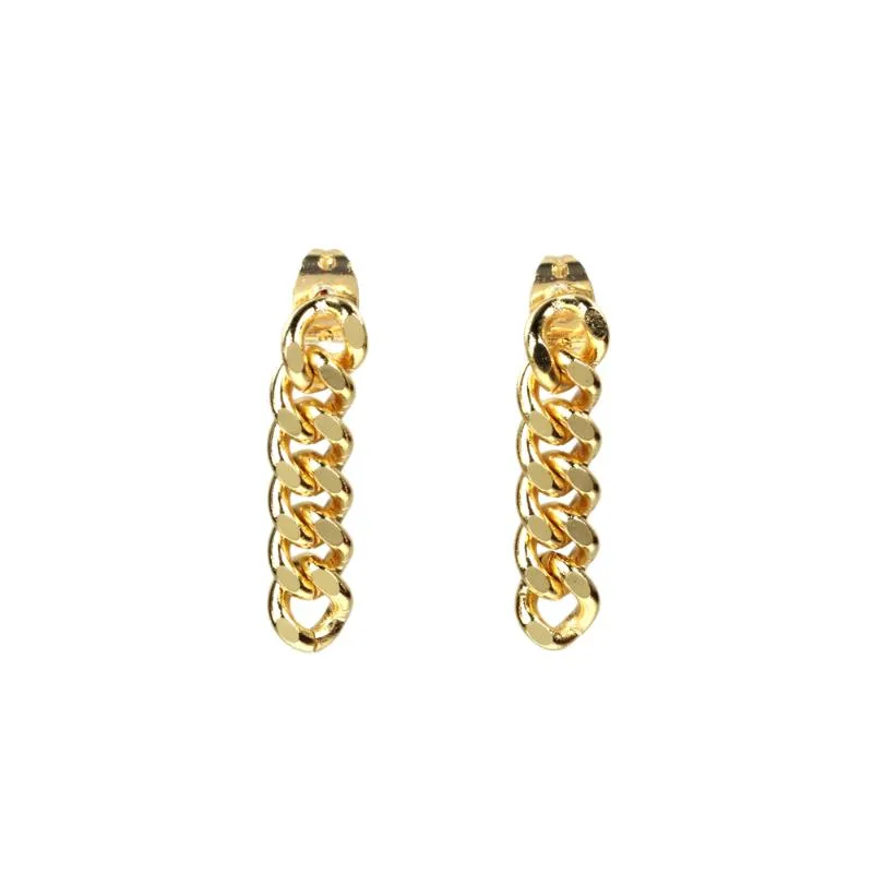 Pendientes de aro Huggie EYIKA Estilo punk Cadena cubana Oro Gota larga para mujer Geométrico Metal Cobre Moda simple Cuelga Joyería llamativa