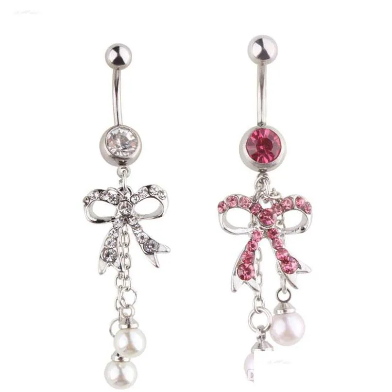 Navel Bell -knop Ringen D0050 Bowknot Belly Ring Mix kleuren Drop levering sieraden body dhgarden dhfvy