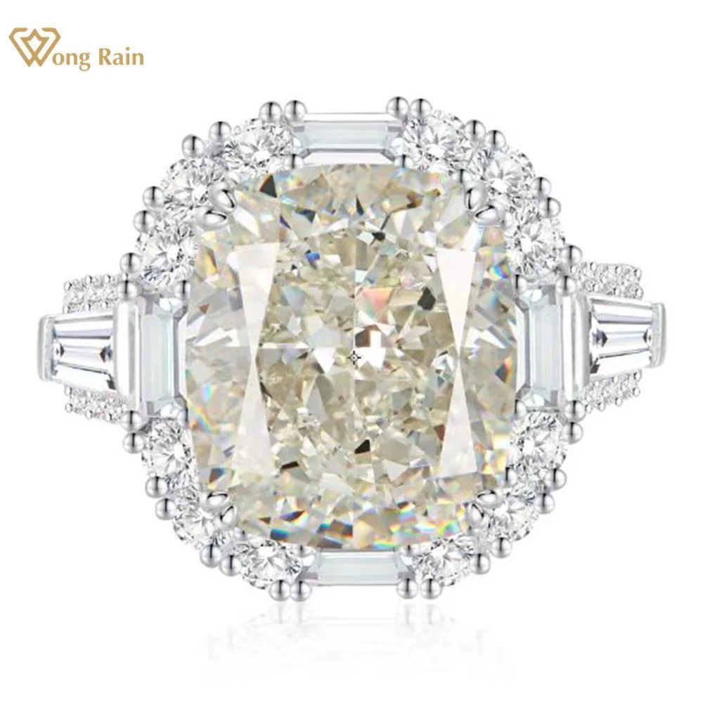 Mit Seitensteinen Wong Regen Luxus 925 Sterling Silber Radiant Cut erzeugt Edelstein Hochzeitsvergütung Ring Fine Schmuck Großhandel 230223