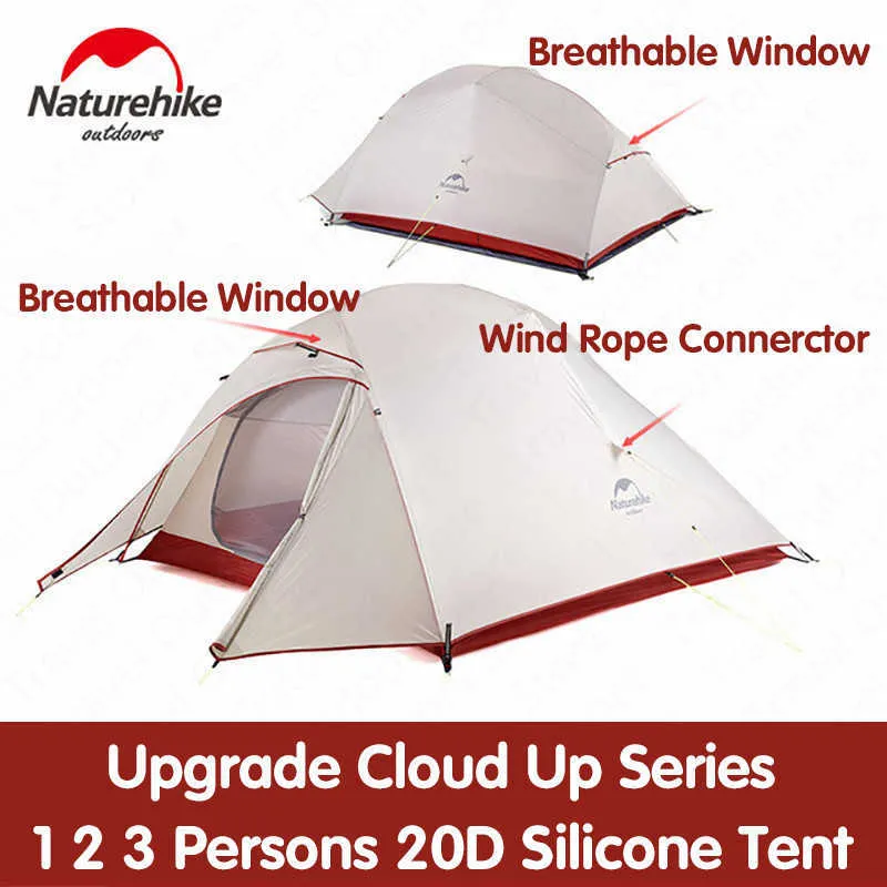 テントとシェルターNatureHike New Upgrade Cloudupシリーズ1 2 3人ウルトラライト20DシリコンダブルレイヤーキャンプキャンプマットNH17T001T J230223