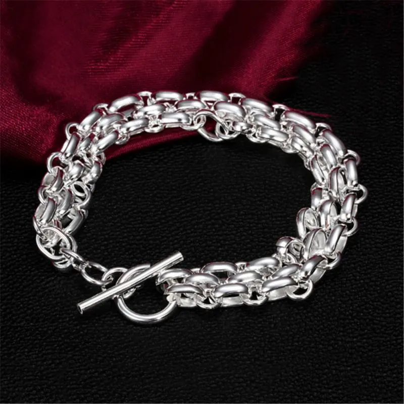 Bileklik bilezik gümüş zincirleri kadınlar sterlin kaplama moda mücevher partisi düğün kız sevgililer günü hediye
