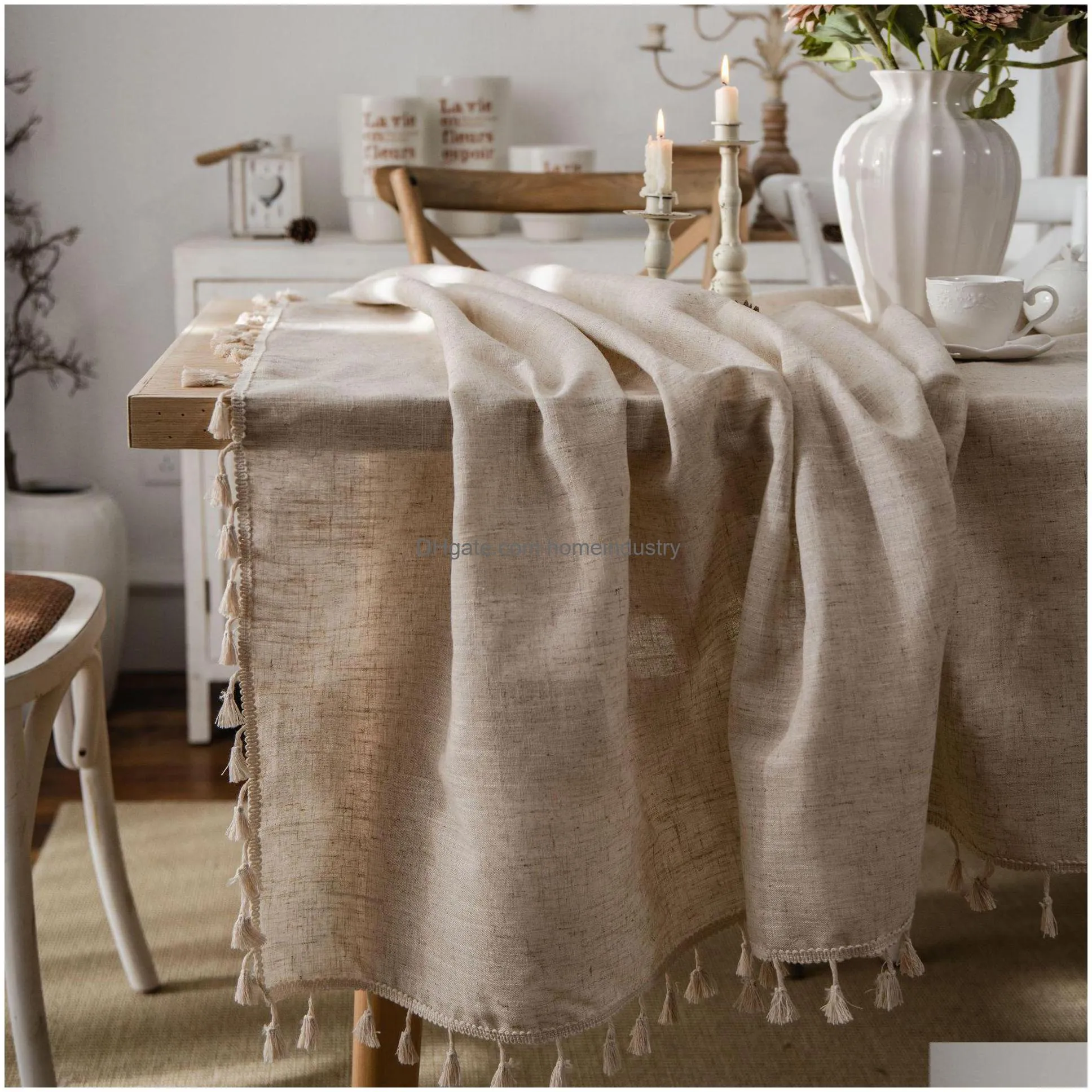 Table Cloth Tassel Cotton And Linen Tapete Rectangar Tablecloth For Nappe De Tables Er Drop Delivery Home Garden Textiles Cloths Dheiw