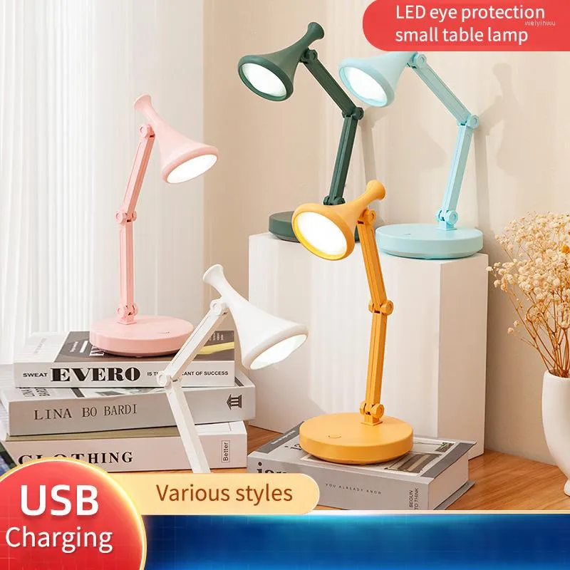 Table Lamps Foldable LED Desk Lamp Night Light Student Dormitory Study Book Reading Eye Protection Lights USB Recharge