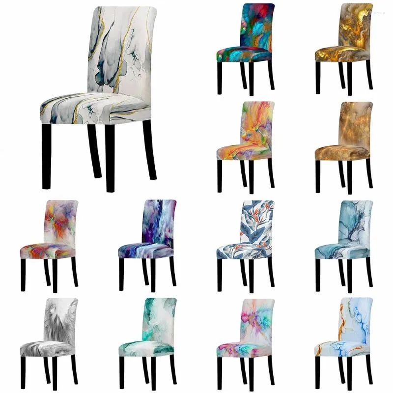椅子カバーマーブルパターンカバーストレッチオフィスの家の装飾スパンデックステーブルと椅子クッションディナー
