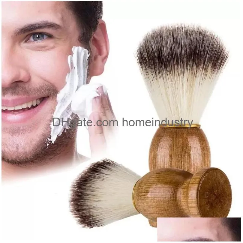 Altre forniture per servizi igienici da bagno Ecofriendly Barbiere Pennello da barba Manico in legno Viso Barba Pulizia Uomini Rasatura Rasoio Spazzole Pulito Dhbg3