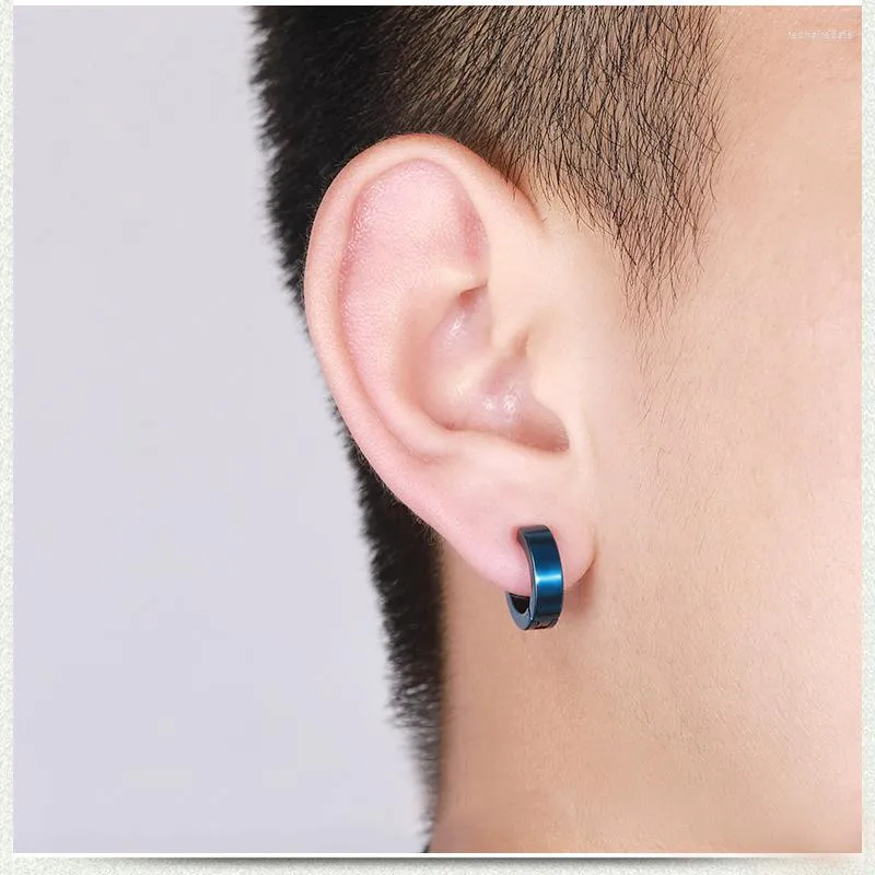 Backs Earrings Black Punk Men's Allergy-Free Titanium Steel Ear Clips No Piercing Studs