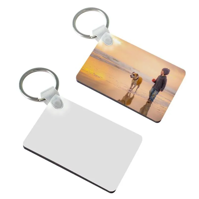 Keychains Lanyards Wooden Sublimation Blank Keychain Pendant Portable Double Sided Heat Transfer Bag Decoration Key Ring Exquisite Dh98V