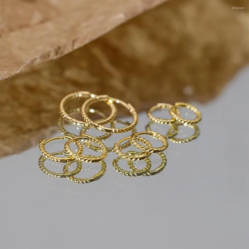 أقراط طوق Boako 925 Sterling Silver Fildring Simple Ins Geometry Twist Hipster Ear Buckle Big Circle Gold Colorly Jewerly