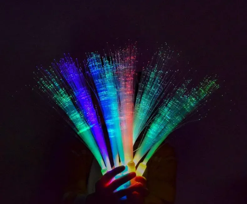 Party Supplies Halloween Glow Fiber Wands Sticks Led Optic Light Up Colorf Flashing Wand For Festive SN4297
