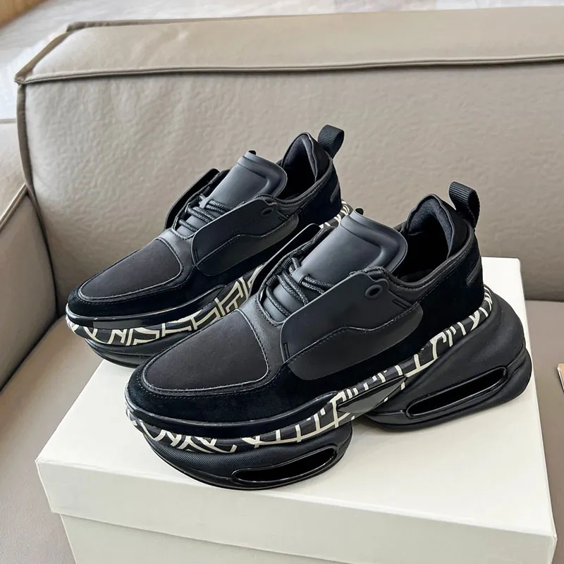 23SS Heren Sneakers Fashion Casual Sports Shoes Dik Sole Plate-Forme Black Print Designer Luxe schoenen Metalen Decoratieve zool met originele doosmaat 35-46