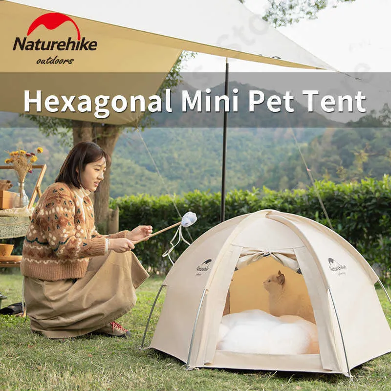 Tendas e abrigos naturehike 4 tenda de estimação tenda de estimação 17kg Ultralight portátil gato cão hexagonal mini algodão tenda de pano de algodão 1Door 2Window Pet Residence J230223