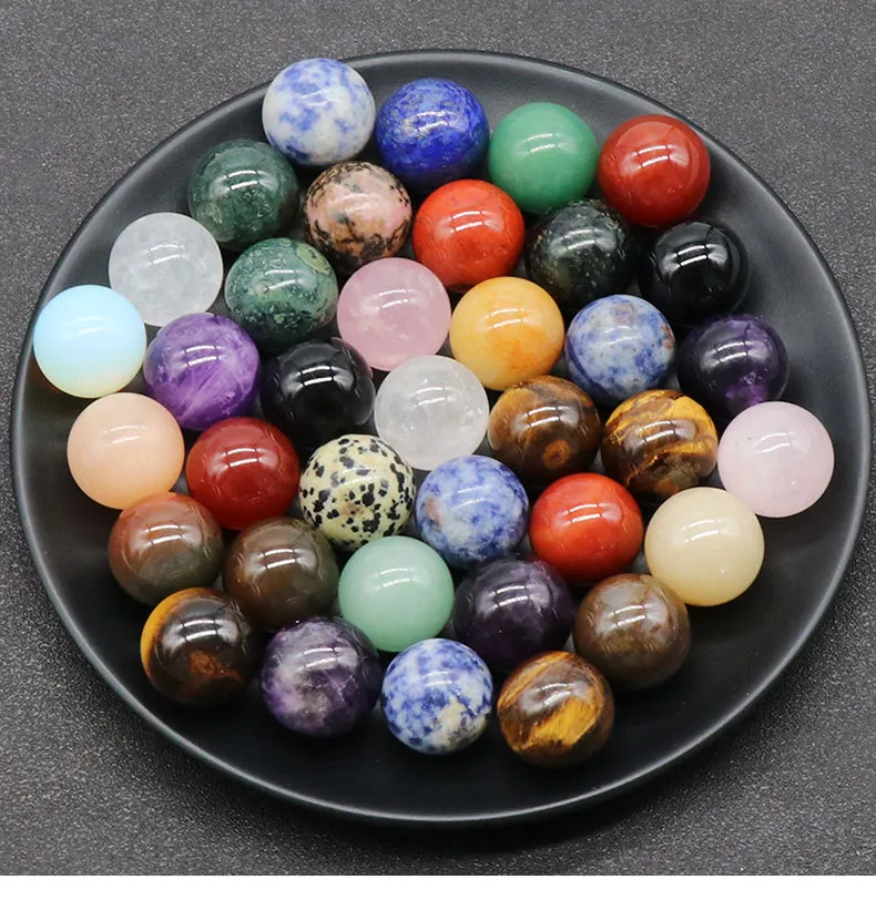 Boule ronde en pierre naturelle de 20mm, Chakras, Yoga, méditation, ornements, perles, énergie de guérison, breloques, décoration en cristal, cadeau