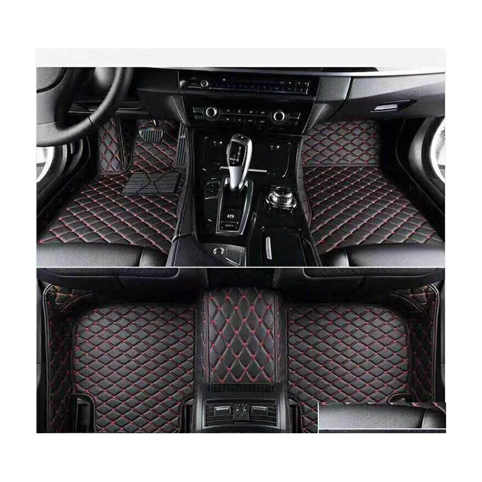 Autres accessoires intérieurs Tapis de sol de voiture de luxe pour Benz Cclass 2014 Gouvernail gauche Noir PU Tapis de protection en cuir Set Carpe Dhh8U