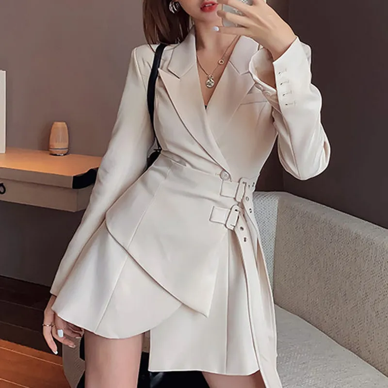 Robes décontractées Mini Party Blazer Dress Femmes KoreanOffice Lady Robe Élégante Chic Ceintures Conception À Manches Longues Vêtements D'hiver 230223