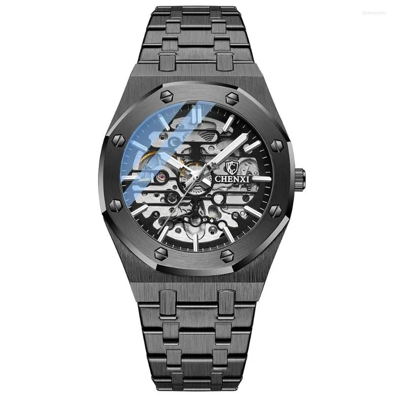 손목 시계 2023 패션 첸 XI 자동 남성 시계 최고의 브랜드 기계식 투르 빌론 손목 시계 방수 비즈니스 스테인리스 스틸