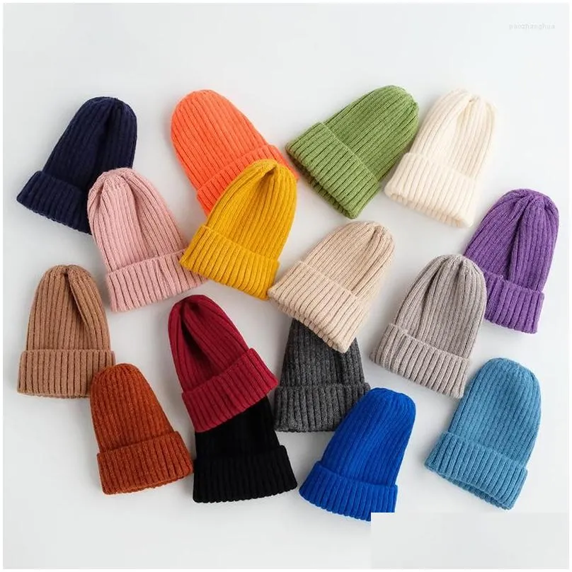 Hair Accessories Winter Autumn Baby Hat Solid Color Soft Warm Knitting Hats For 03 Years Boy Girl Children Beanies Bonnet Toddler Ca Dhewj