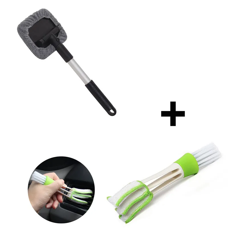 Ensemble de brosses de nettoyage de voiture télescopiques intérieur avec poignée rétractable Auto fenêtre verre pare-brise nettoyant brosses de lavage accessoires de lavage de véhicule