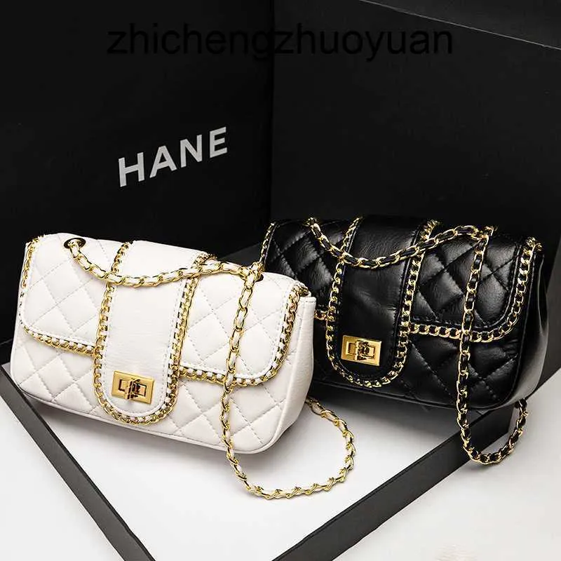 new women's designer live leather women's 2023 new small square chain single shoulder Ling lattice bag