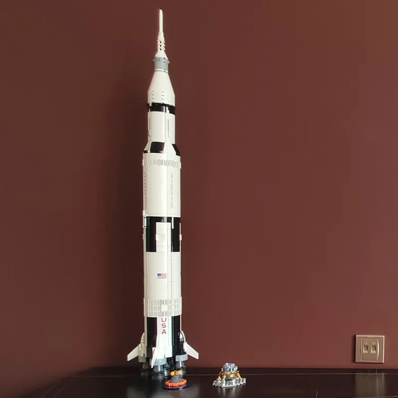 Blocs l'Apollo V 92176 construction fusée spatiale idée série briques jouets éducatifs pour enfants anniversaire cadeaux de noël 230222