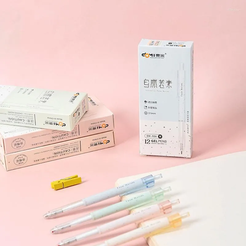 12pcs/set DM -906 모든 뇌출 압박 학생의 한국어 버전의 밝은 색 0.5mm 젤 펜 귀여운 문구 카와이