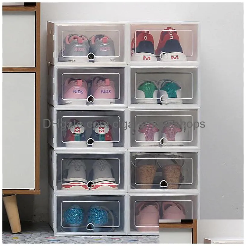 Boîtes De Rangement Bacs 6Pc Transparent Épaissie Antipoussière Chaussures Organisateur Boîte Peut Être Superposée Combinaison Armoire À Chaussures Q1130 Drop Ot4Ym