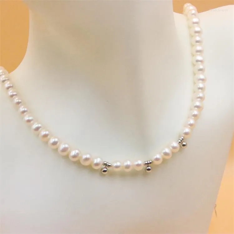 Chains ZFSILVER 925 Sterling Silver Ball Fashion Natural Freshwater Pearl Choker Necklace Jewelry For Women Wedding Gift Trend