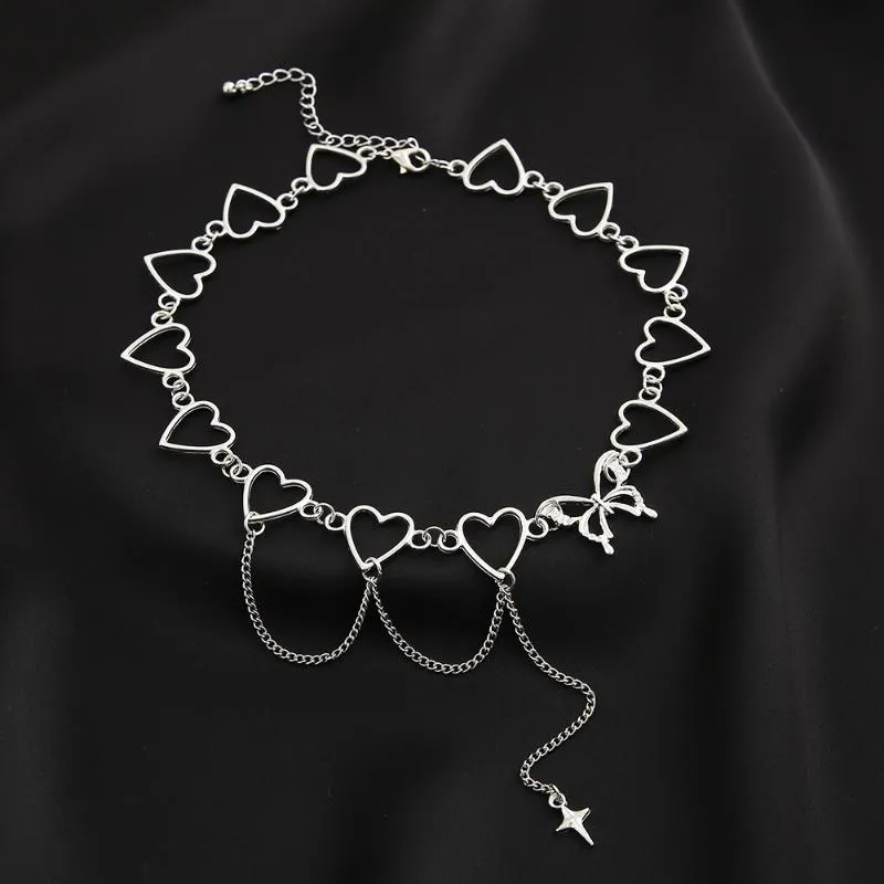 Ketten Kpop Vintage Schmetterling Choker Herz Engel Anhänger Schlüsselbein Kette Halskette Für Frauen Egirl Goth Cool Emo Punk Grunge SchmuckKetten