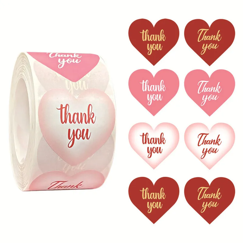 500pcs 1.5inch Thank You Paper Adhesive Stickers Handmade Bag Box Baking Business Label Envelope Wedding Decor